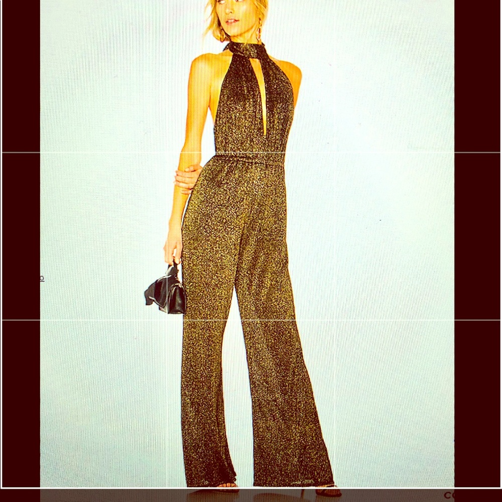 Rachel Pally Black & Gold Split Front Jumpsuit